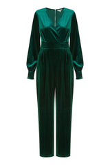 Yumi Green Velvet Long Sleeve Jumpsuit