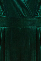Yumi Green Velvet Long Sleeve Jumpsuit