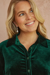 Yumi Green Velvet Relaxed Fit Shirt