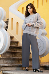 Yumi Grey Wide Leg Trousers