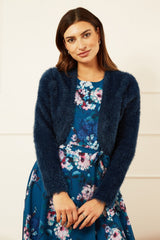 Yumi Navy Eyelash Knit Bolero