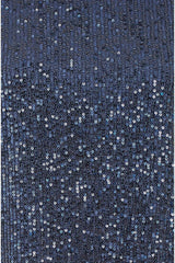 Yumi Navy Sequin Top With Sheer Sleeves