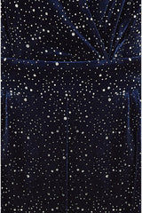 Yumi Navy Sparkle Velvet Jumpsuit