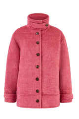 Yumi Pink Oversize Fit Button Up Jacket With High Collar