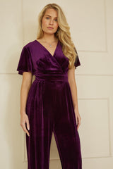 Yumi Purple Jumpsuit With Angel Sleeves