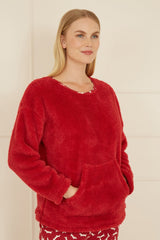 Yumi Red Pyjamas With Fleece Top And Dachshund Print Trousers