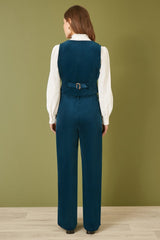 Yumi Teal Cord Trousers With Patch Pockets