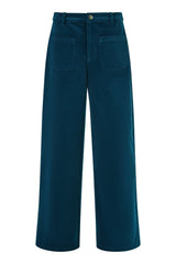 Yumi Teal Cord Trousers With Patch Pockets