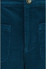 Yumi Teal Cord Trousers With Patch Pockets