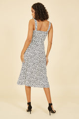 Yumi White Animal Print Button Up Sundress