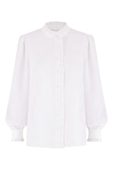 Yumi White Frill High Neck Shirt