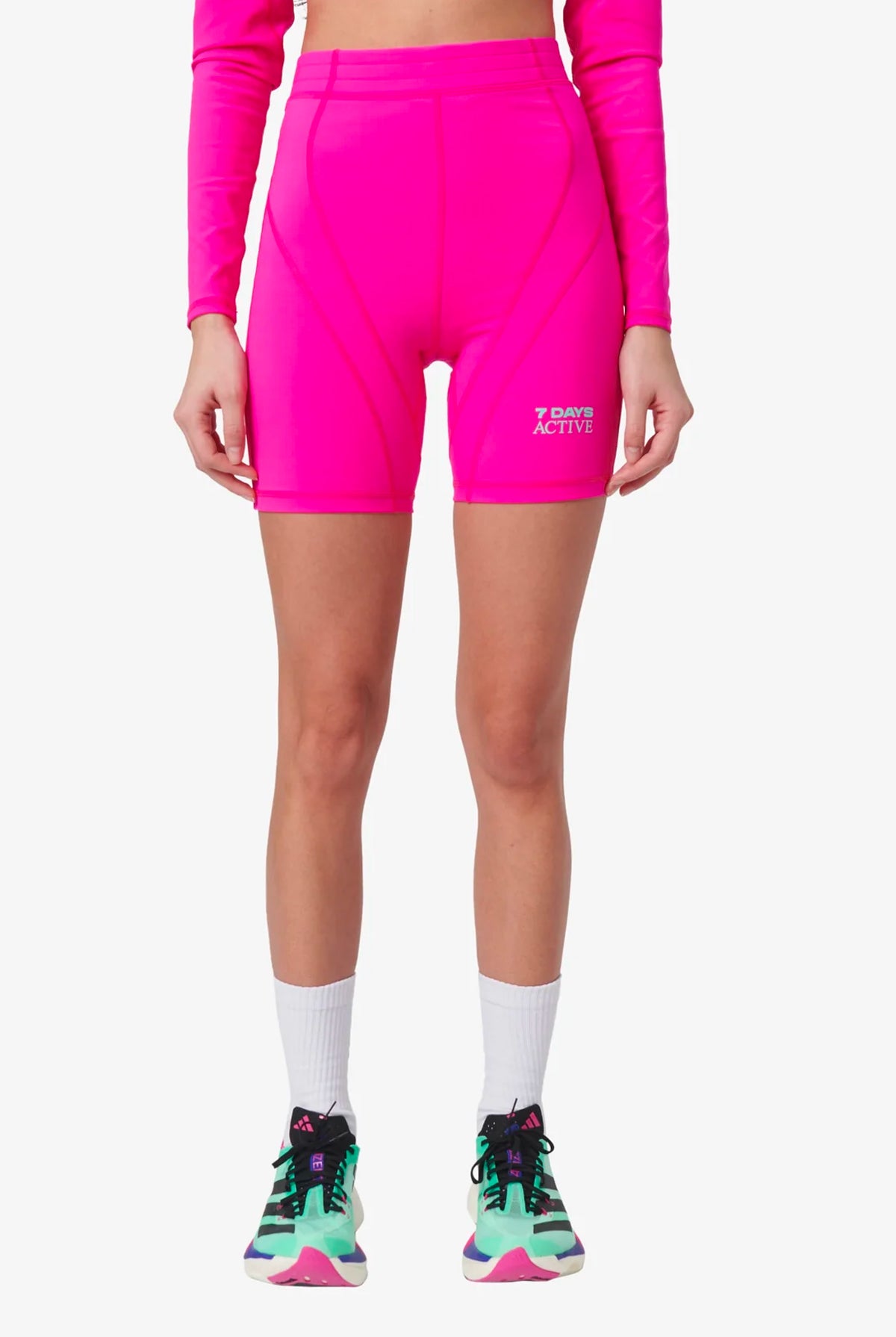 7 DAYS Panelled Bike Shorts - Pink Glo