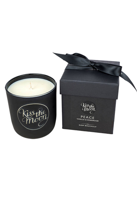 PEACE Aromatherapy Soy Candle - Vanilla & Rosewood by Kiss The Moon