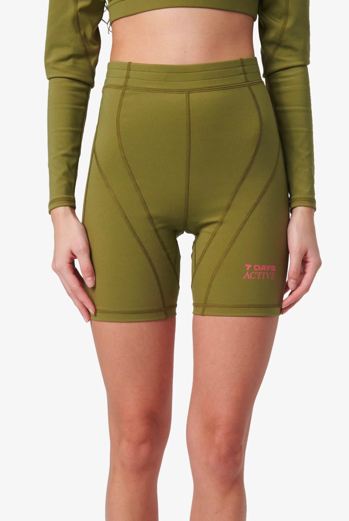 7 DAYS Panelled Bike Shorts - Olive