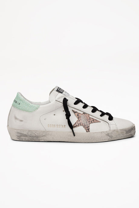 Sneakers Superstar White Leather-Printed Orange Snake Star by Golden Goose