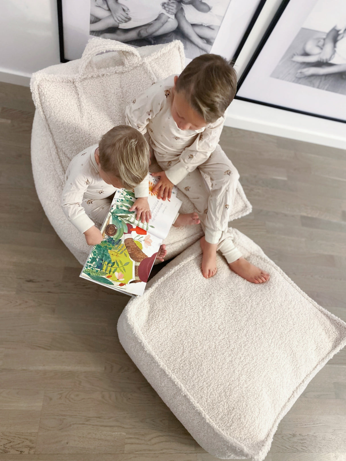Cream White Square Ottoman