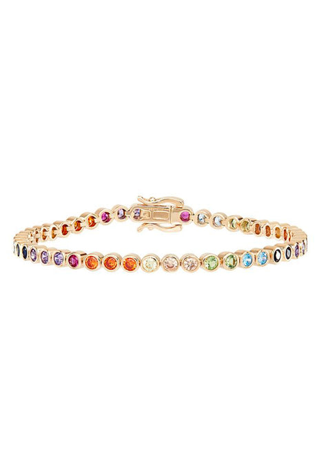 Joubi Jewellery TENNIS BRACELET YELLOW GOLD WITH RAINBOW STONES