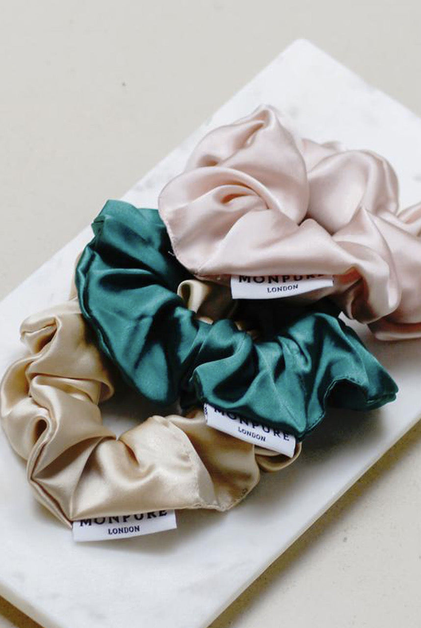 MONPURE Style and Protect Silk Scrunchie Trio