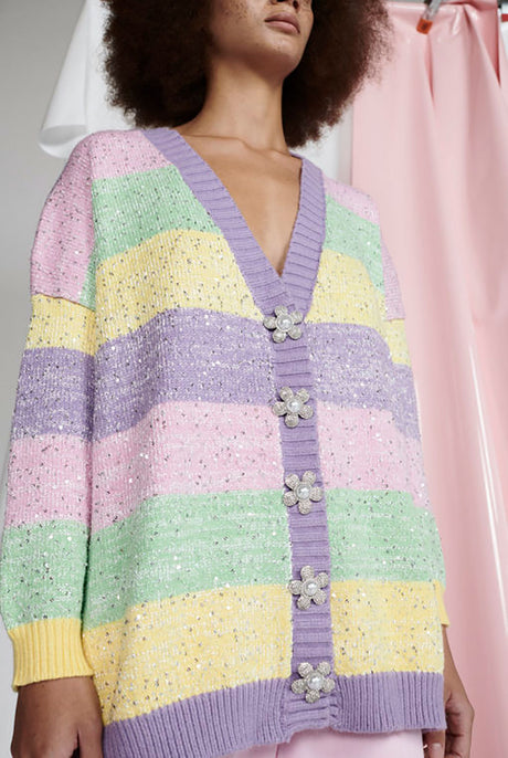 Olivia Rubin Mika Pastel Stripe Cardigan