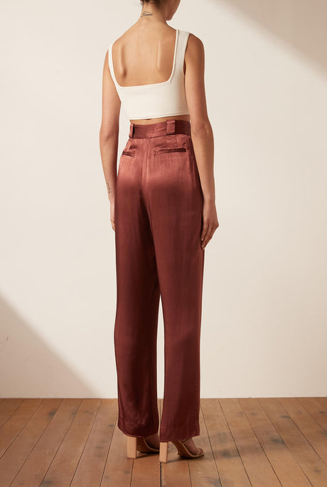 Shona Joy THALIA HIGH WAISTED TAILORED PANT - SANGRIA