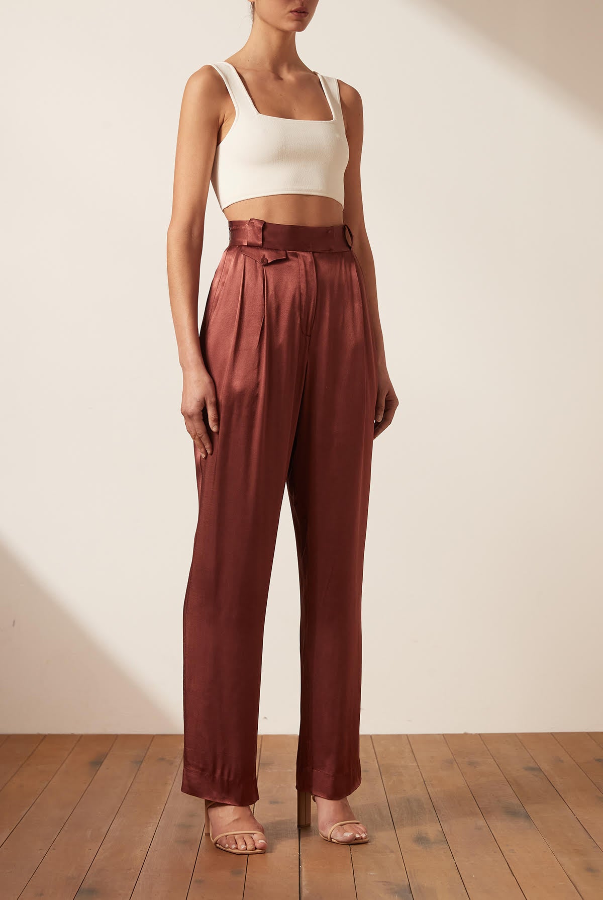 Shona Joy THALIA HIGH WAISTED TAILORED PANT - SANGRIA